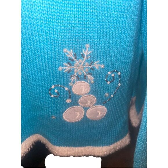 The Quacker Factory Blue Long Sleeve Light Up Long Sleeve Sweater Size - Picture 8 of 10